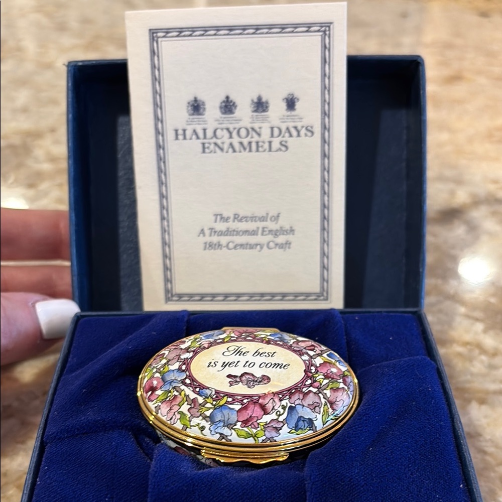 Halcyon Days Enamel Trinket Box with Floral Design